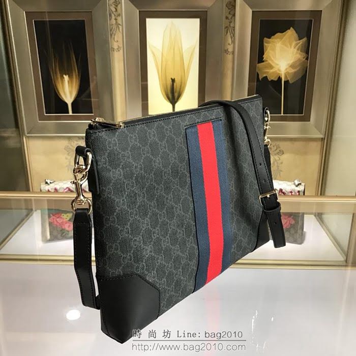 GUCCI 古馳男包 新款 474139 GG Supreme高級人造革郵差包 Gucci男包 Gucci男士單肩斜挎包